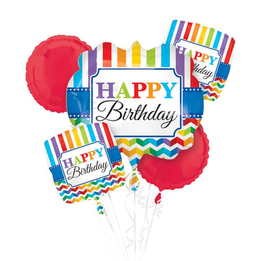 Bright Birthday Balloon Bouquet 5pcs Balloons & Streamers - Party Centre