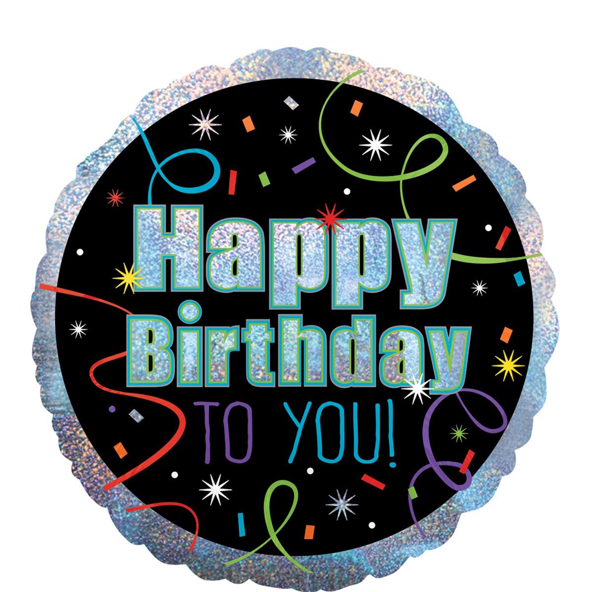 Brilliant Happy Birthday Holographic Foil Balloon 18in Balloons & Streamers - Party Centre