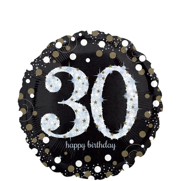 Sparkling Birthday 30 Holographic Foil Balloon 45cm Balloons & Streamers - Party Centre