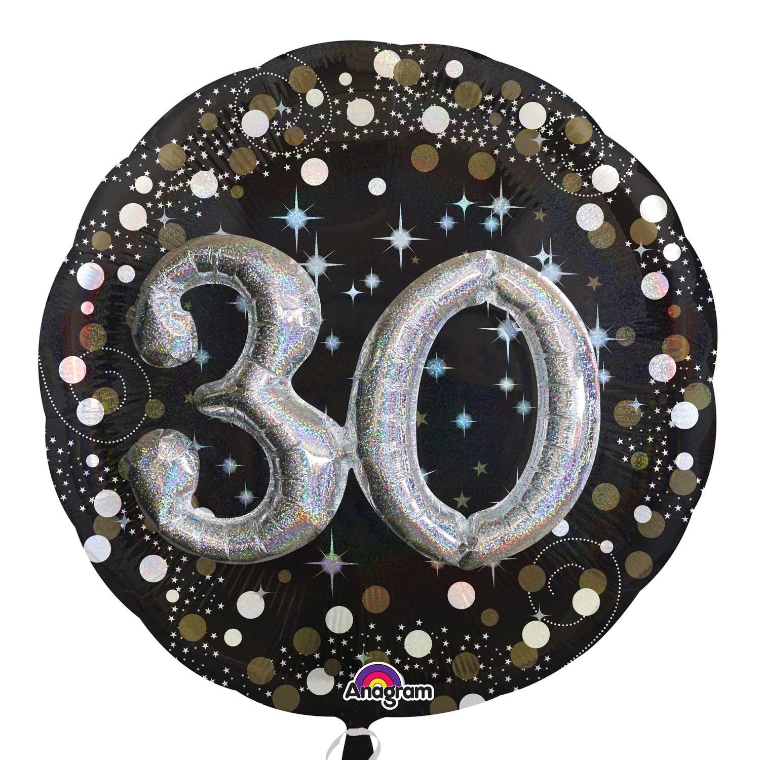 Sparkling 30 Birthday Multi Balloon 36in Balloons & Streamers - Party Centre