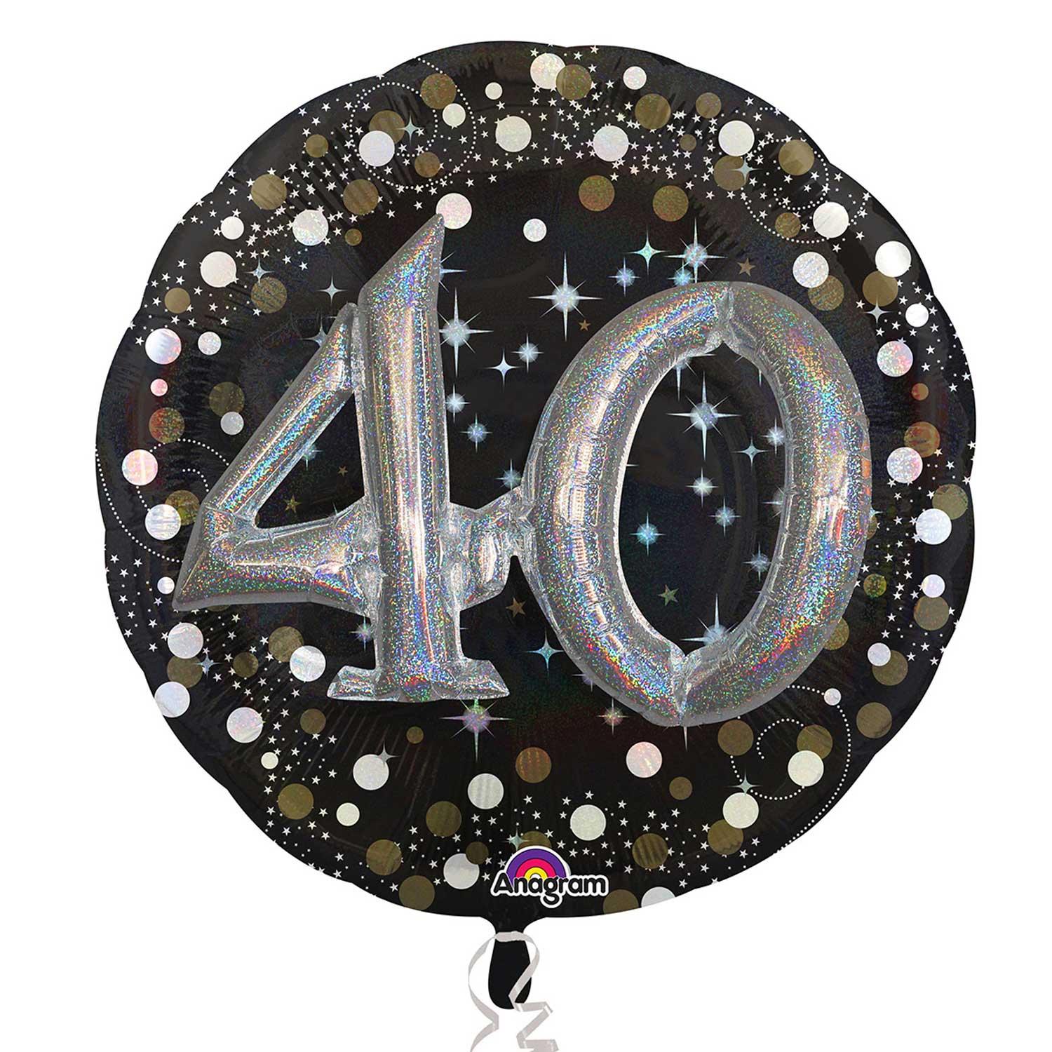 Sparkling 40 Birthday Multi Balloon 36in Balloons & Streamers - Party Centre