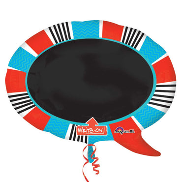 Red&Blue Word Bubble Black Board SuperShape Balloon 28x22in Balloons & Streamers - Party Centre