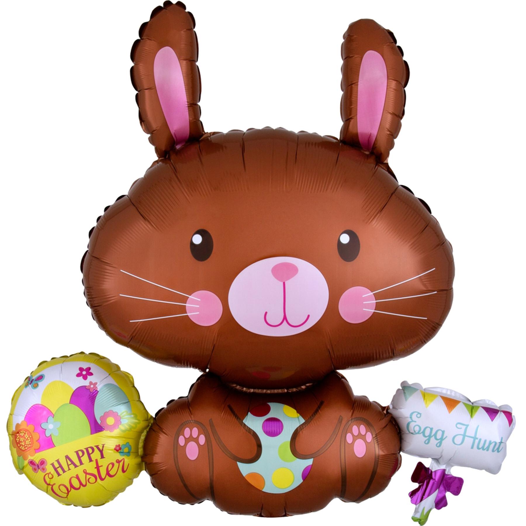 Easter Bunny with Spotted Egg SuperShape Balloon 73cm Balloons & Streamers - Party Centre