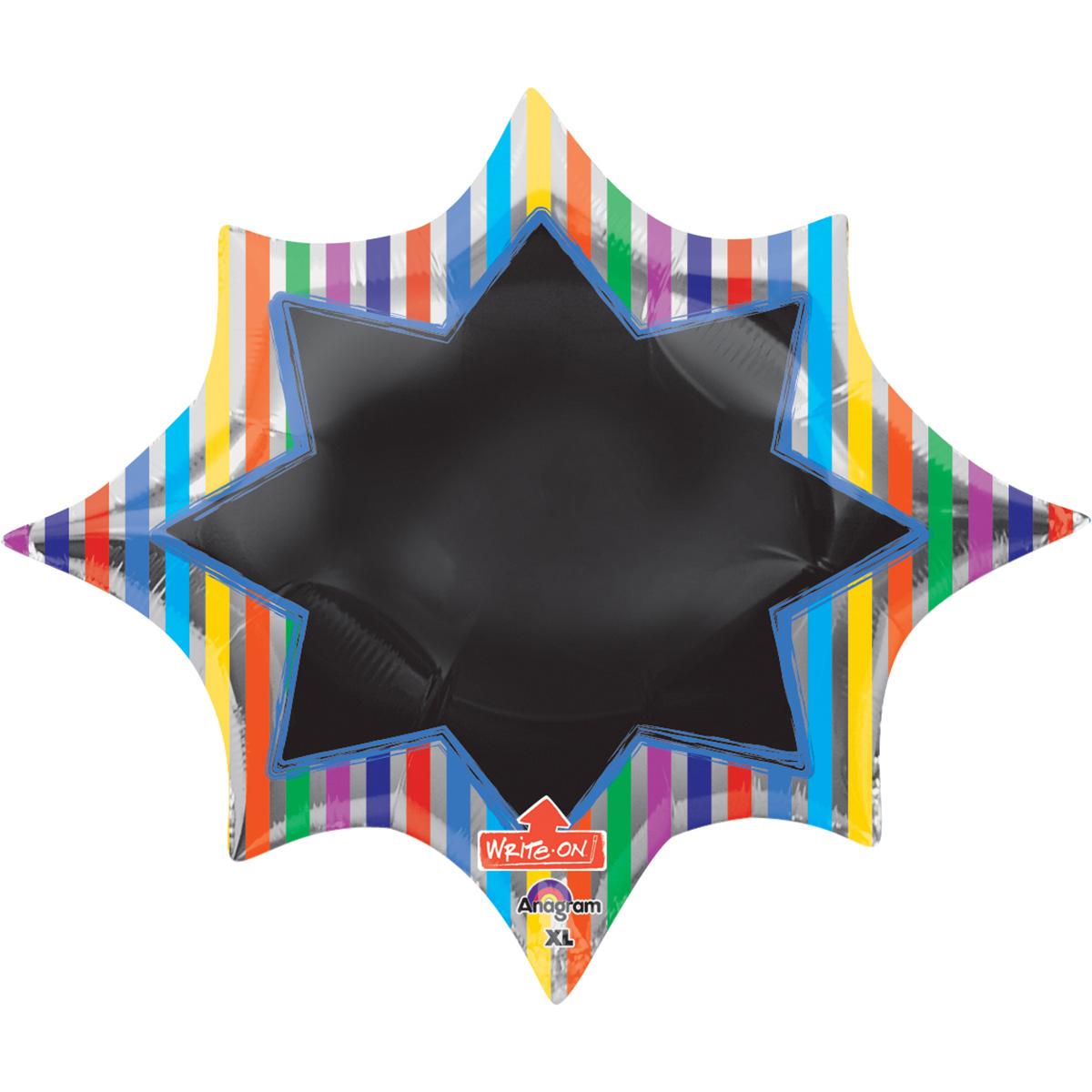 Multi-Stripe Burst Black Board SuperShape Write-On 35x29in Balloons & Streamers - Party Centre