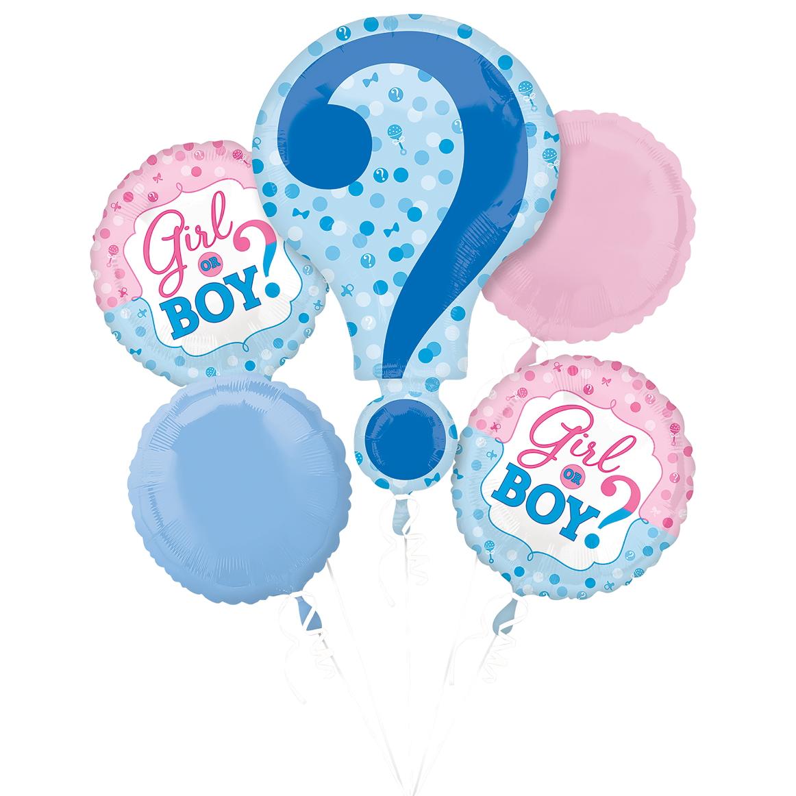 Gender Reveal Balloon Bouquet 5pcs Balloons & Streamers - Party Centre