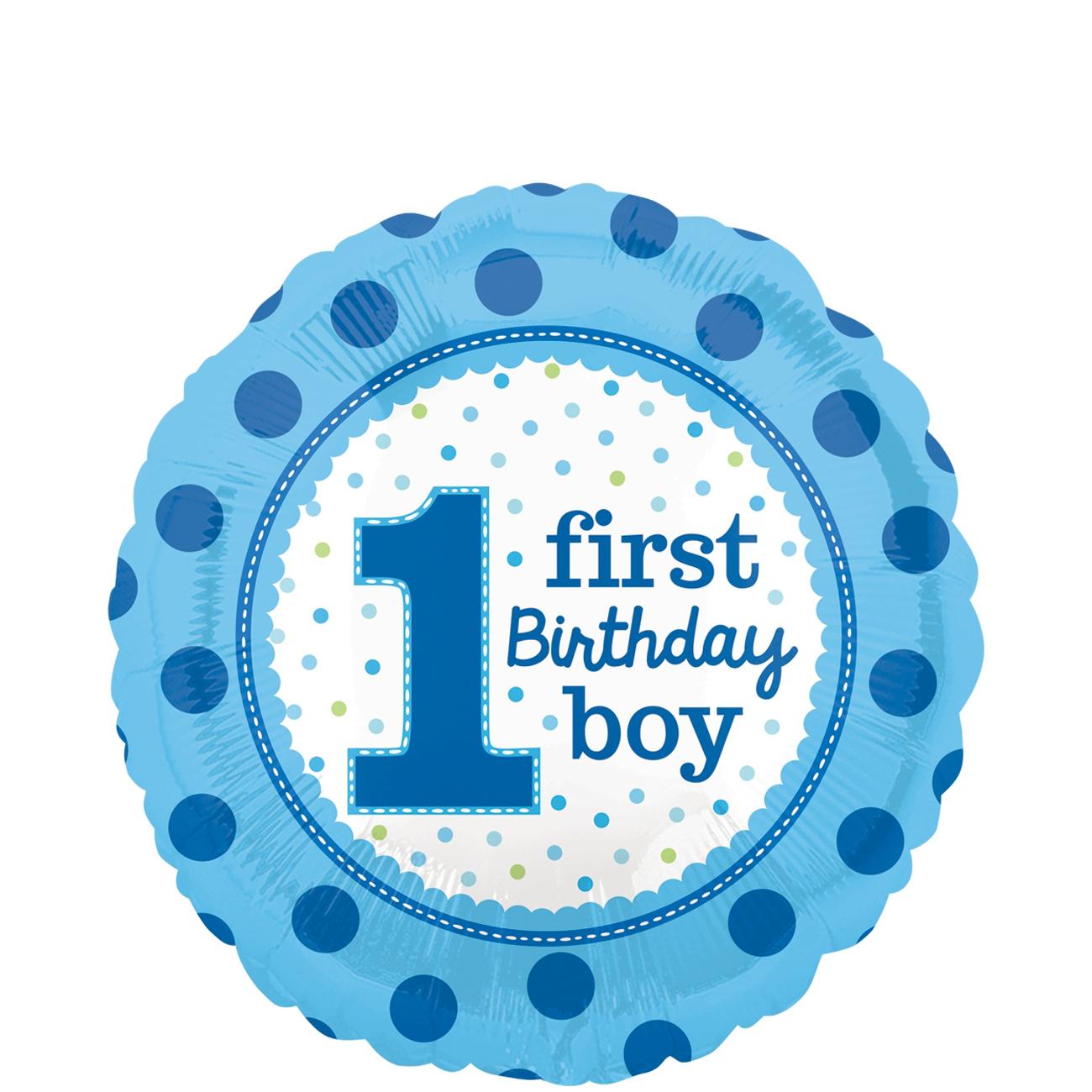 1st Birthday Boy Foil Balloon 45cm Balloons & Streamers - Party Centre
