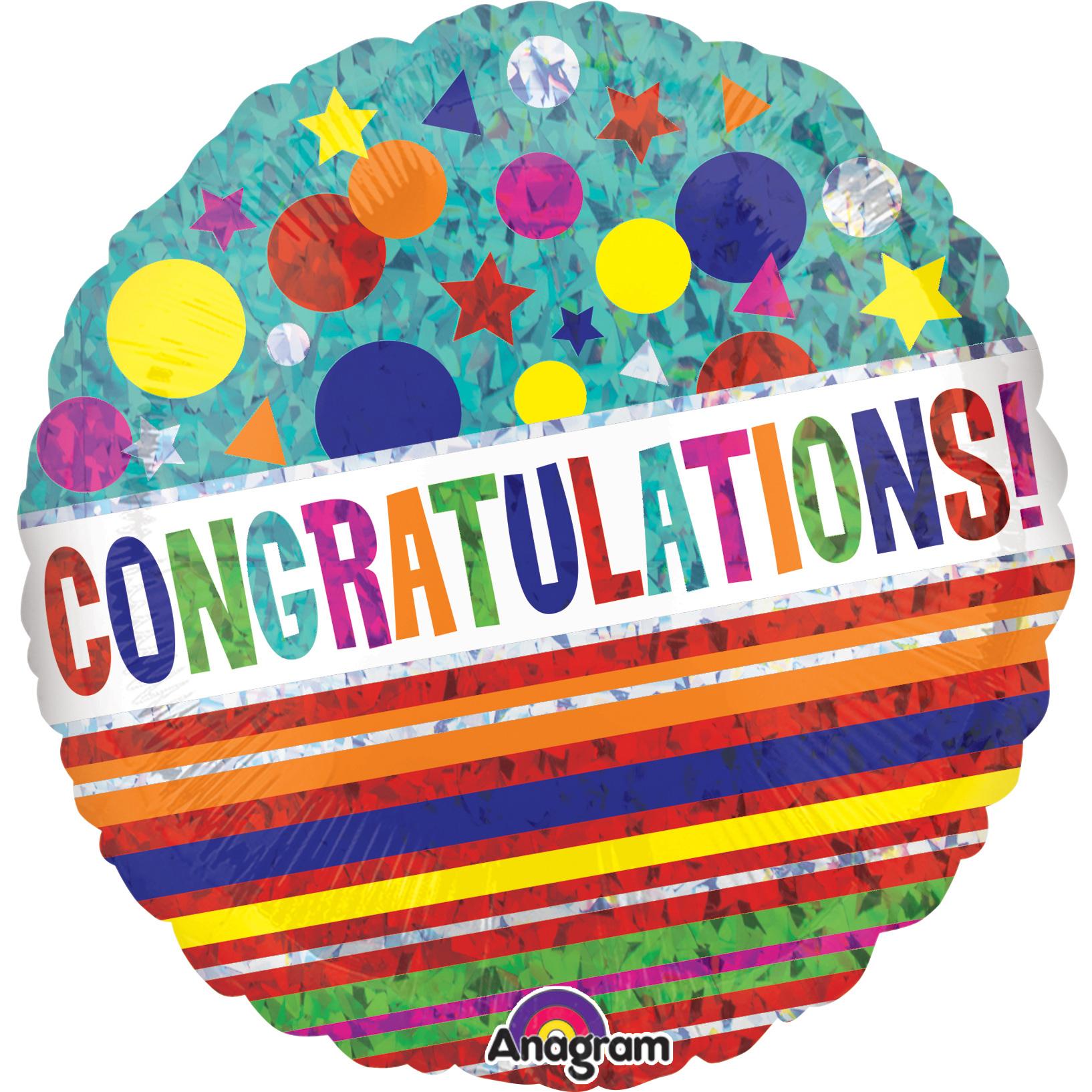 Congratulations Sparkle Holographic Foil Balloon 18in Balloons & Streamers - Party Centre
