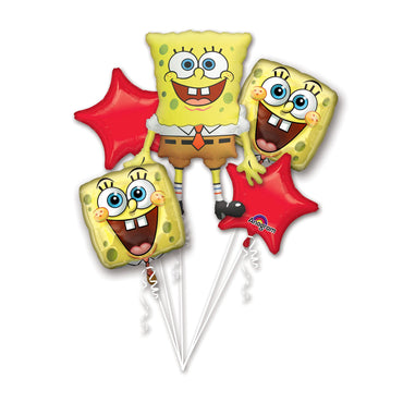 SpongeBob Balloon Bouquet 5pcs Balloons & Streamers - Party Centre