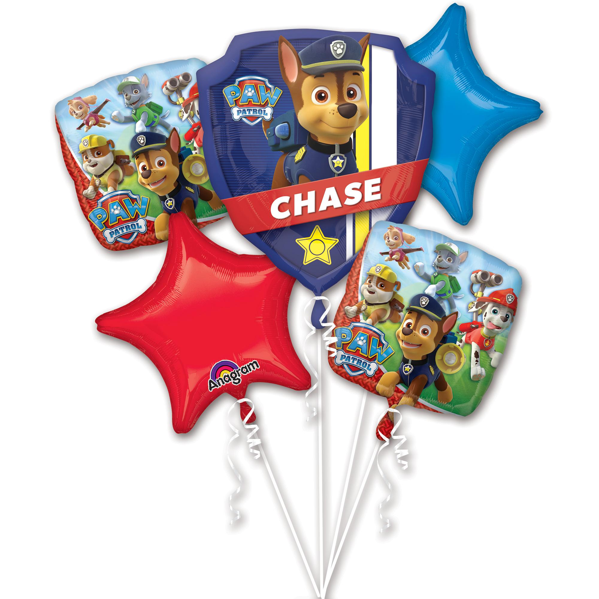 Paw Patrol Balloon Bouquet 5pcs Balloons & Streamers - Party Centre