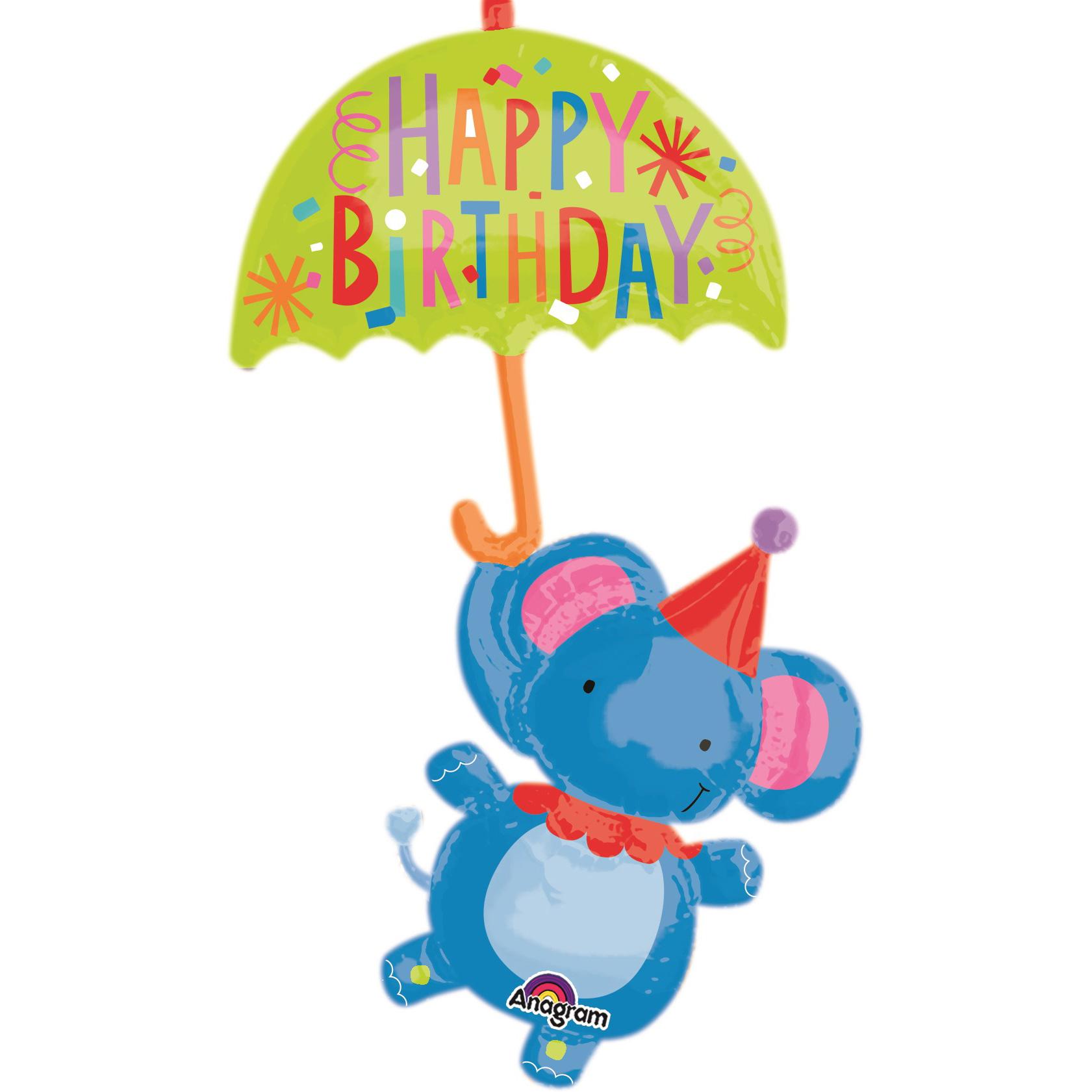Circus Elephant Happy Birthday SuperShape Balloon 57in Balloons & Streamers - Party Centre