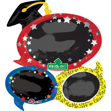 Write-On Graduation Bubble Chalkboard Balloon  26x29in Balloons & Streamers - Party Centre