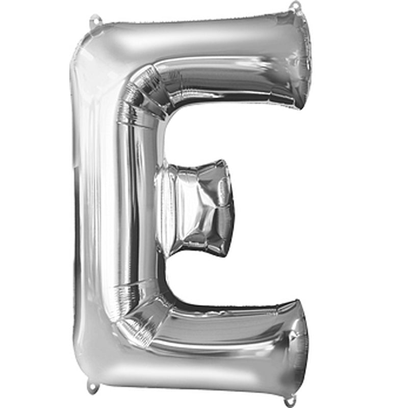 Silver Letter E Supershape Balloon 53cmx81cm