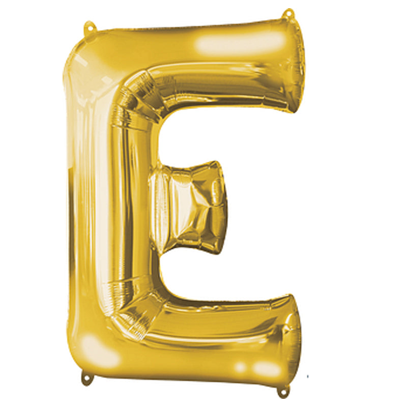Gold Letter E Supershape Balloon 53cmx81cm