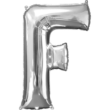 Silver Letter F SuperShape Foil Balloon 53x81cm