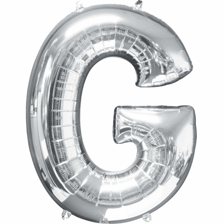 Silver Letter G SuperShape Foil Balloon 63x81cm Balloons & Streamers - Party Centre