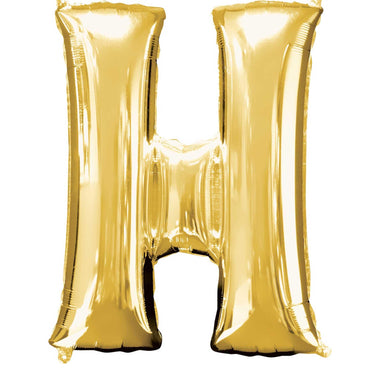 Gold Letter H SuperShape Balloon 66x81cm Balloons & Streamers - Party Centre