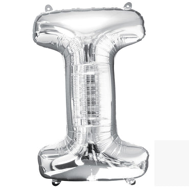 Silver Letter I Supershape Balloon 45cmx81cm