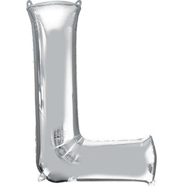 Silver Letter L SuperShape Foil Balloon 58x81cm