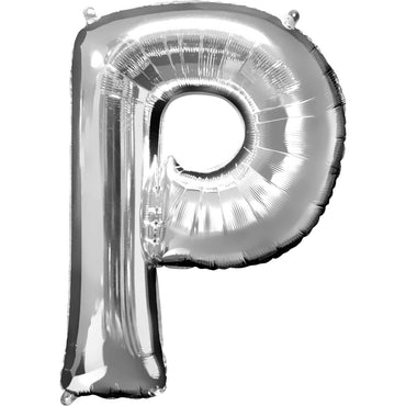 Silver Letter P SuperShape Balloon 60x81cm Balloons & Streamers - Party Centre