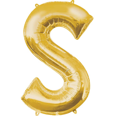 Gold Letter S SuperShape Foil Balloon 34x86cm