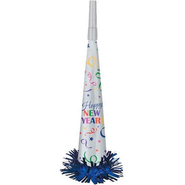 Happy New Year Foil Fringe Horn- Jewel Tone Party Accessories - Party Centre