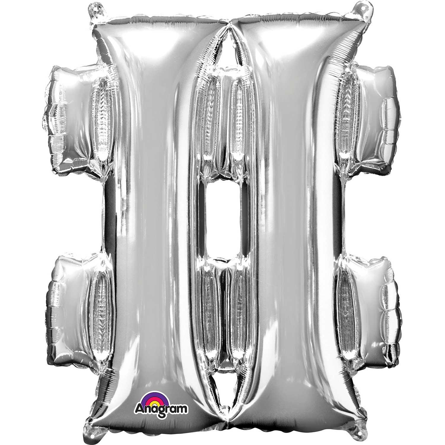 Symbol # Silver SuperShape Foil Balloon 68x83cm Balloons & Streamers - Party Centre