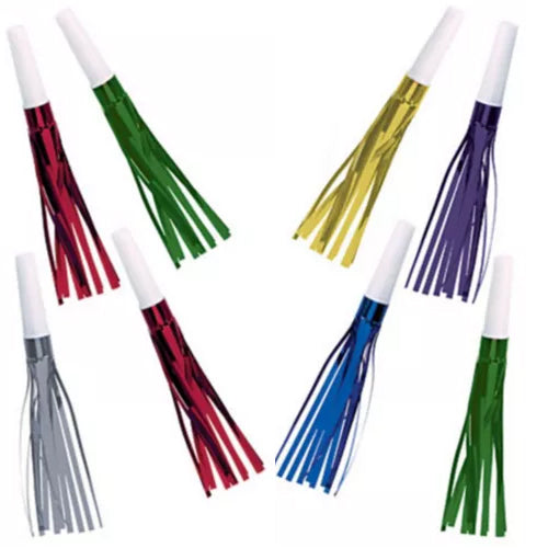 New Year's Fringe Squawkers Foil Multi Color 8pcs, 7in