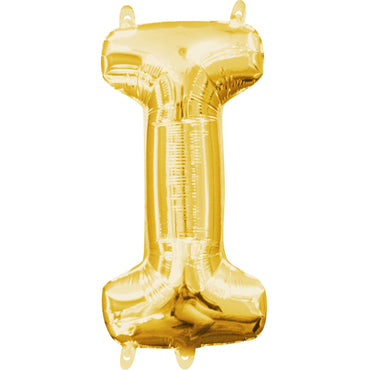 Letter I Gold Mini Shape Foil Balloon 16in Balloons & Streamers - Party Centre