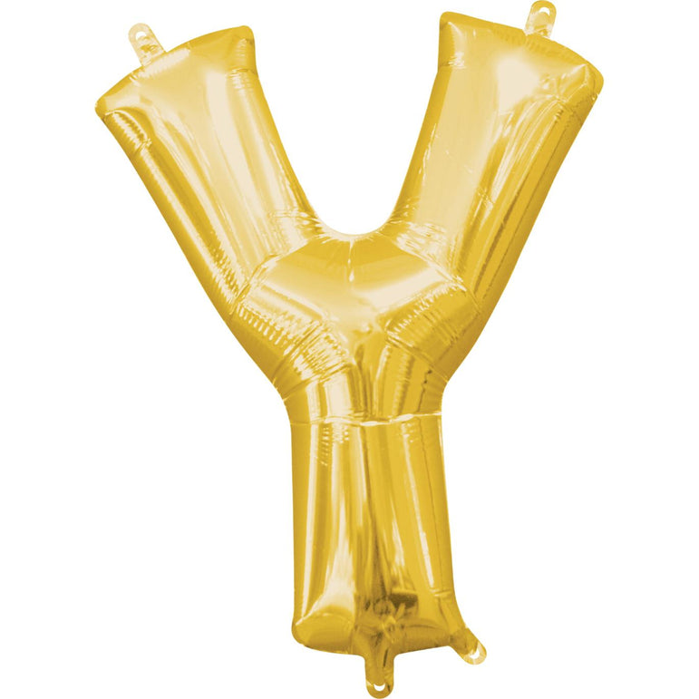Gold Letter Y Minishape Foil Balloon 40cm Balloons & Streamers - Party Centre