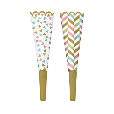 Confetti Fun Foil Horns 23cm, 8pcs Party Accessories - Party Centre