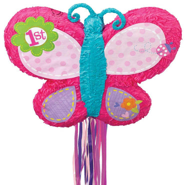 1st Birthday Butterfly Pull Piñata Pinata - Party Centre