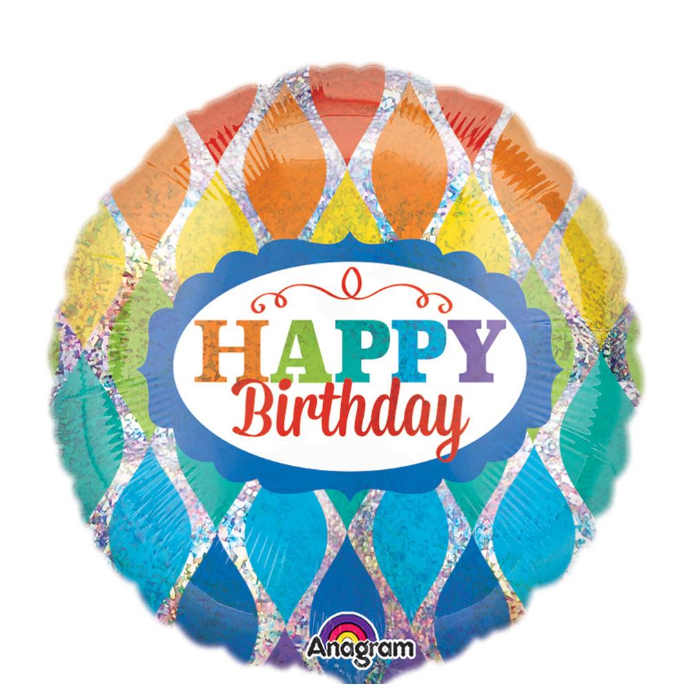 Happy Birthday Rainbow Holographic Balloon 18in Balloons & Streamers - Party Centre