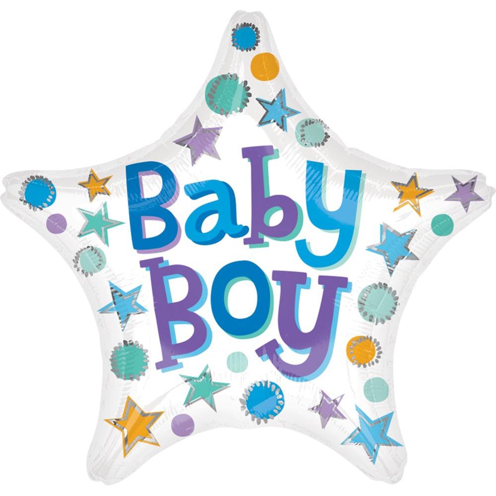 Baby Boy Star Foil Balloon 18in Balloons & Streamers - Party Centre