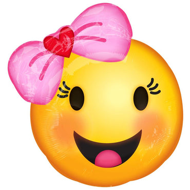 Happy Emoticon with Bow Junior Shape Balloons & Streamers - Party Centre