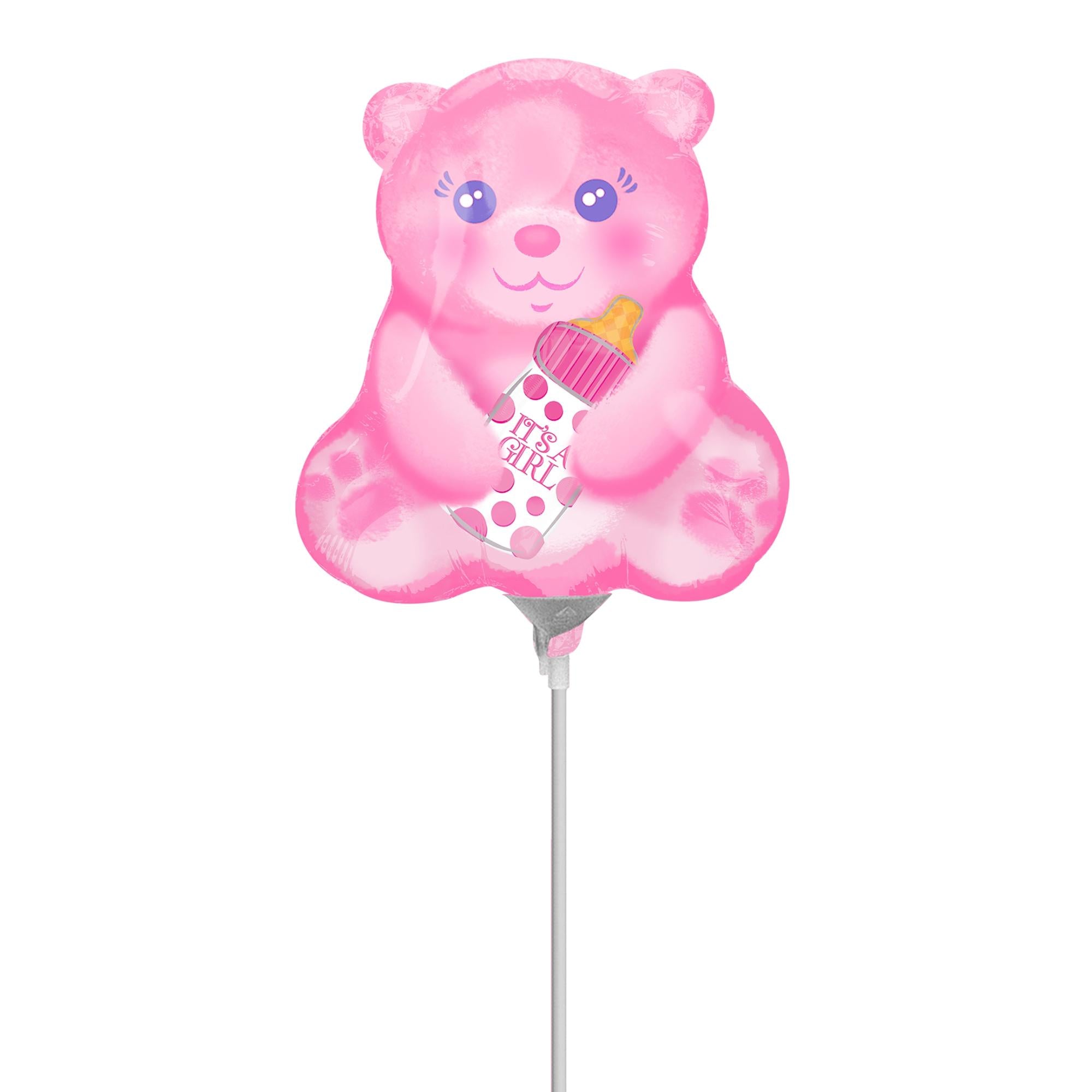 Baby Girl Bear with Bottle Mini Shape Foil Balloon Balloons & Streamers - Party Centre