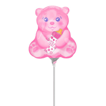 Baby Girl Bear with Bottle Mini Shape Foil Balloon Balloons & Streamers - Party Centre