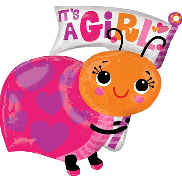 It's a Girl Ladybug SuperShape Balloon 25x32in Balloons & Streamers - Party Centre