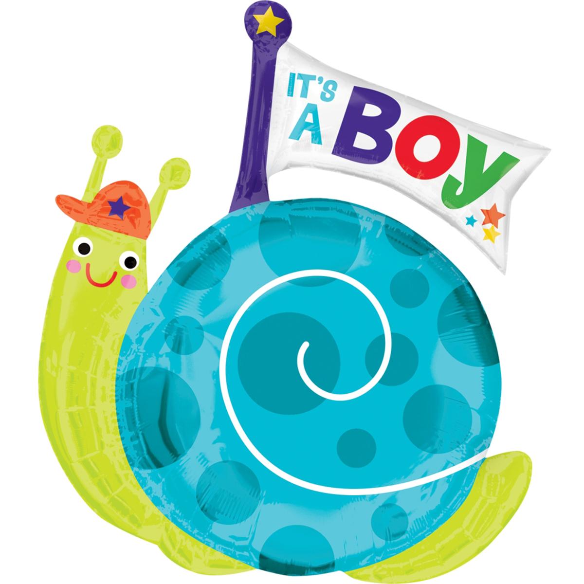 It's a Boy Snail SuperShape Balloon 27x29in Balloons & Streamers - Party Centre