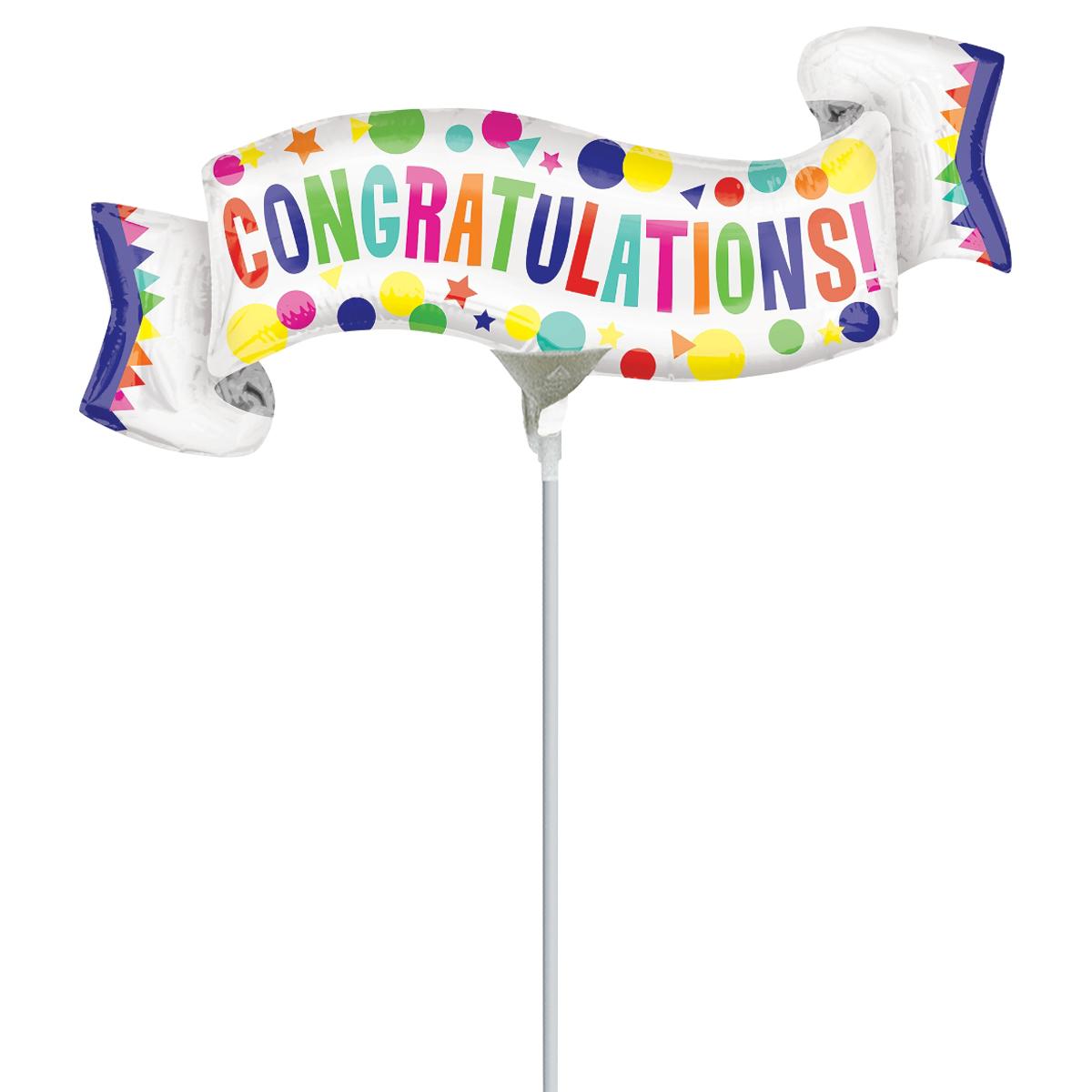 Congrats Banner Mini Shape Foil Balloon Balloons & Streamers - Party Centre
