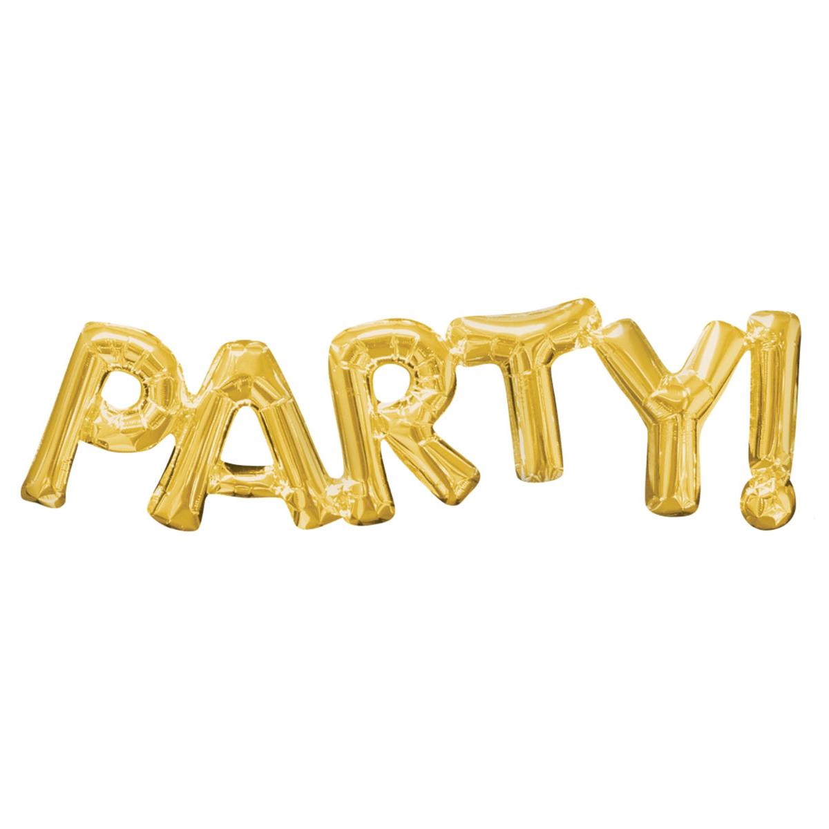Party Gold Phrases SuperShape Foil Balloon 33x9in Balloons & Streamers - Party Centre