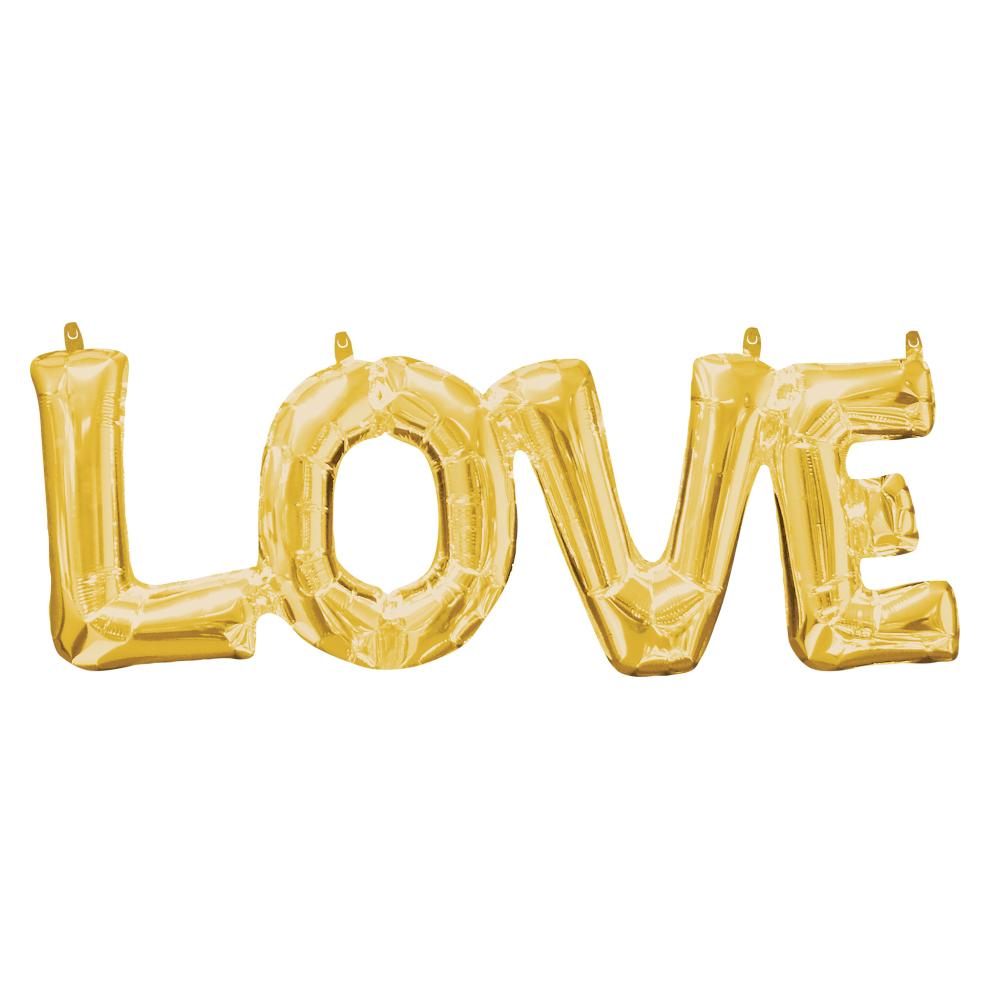 Gold Phrase Love Foil Balloon 25x9in Balloons & Streamers - Party Centre