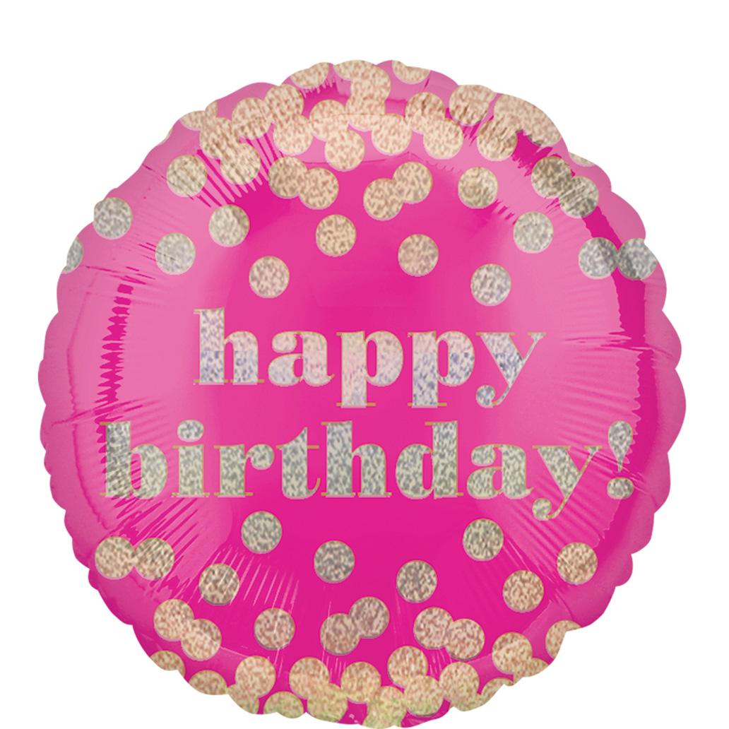 Happy Birthday Dotty Holographic Foil Balloon 18in Balloons & Streamers - Party Centre