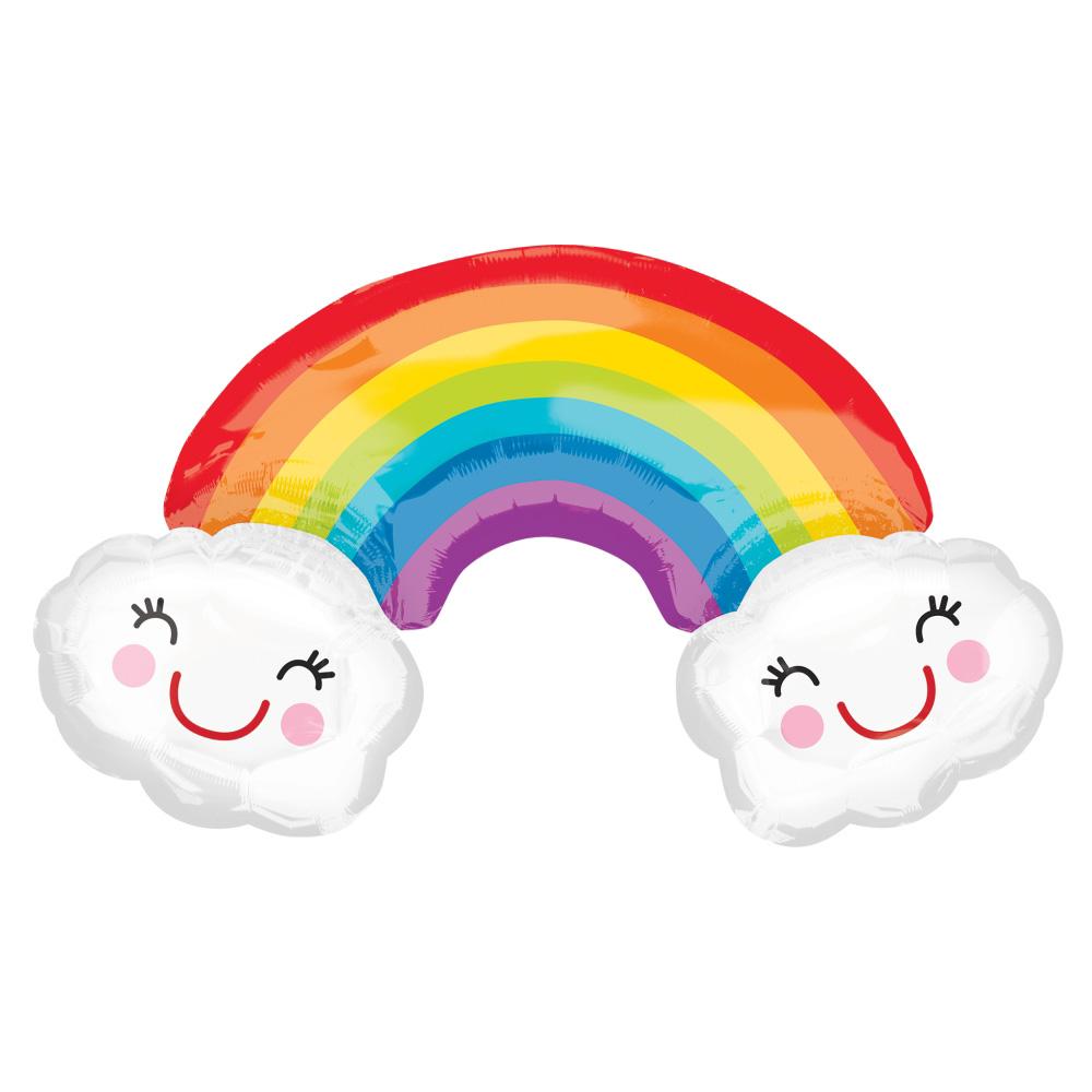 Rainbow with Clouds SuperShape Balloon 37x22in Balloons & Streamers - Party Centre