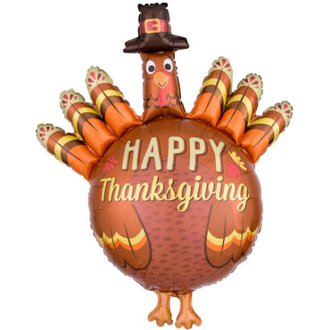 Thanksgiving Pilgrim Turkey SuperShape Foil Balloon 76x96cm Balloons & Streamers - Party Centre