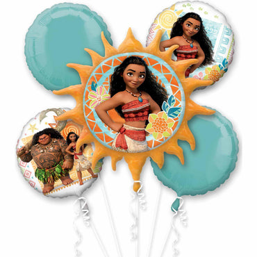 Moana Balloon Bouquet 5pcs Balloons & Streamers - Party Centre