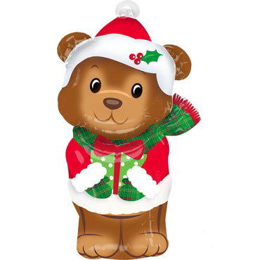 Christmas Bear Junior Shape Balloon 17x29in Balloons & Streamers - Party Centre