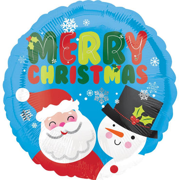 Santa & Snowman Christmas Foil Balloon 18in Balloons & Streamers - Party Centre