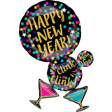 Martini Bubble New Year SuperShape Balloon 24x34in Balloons & Streamers - Party Centre