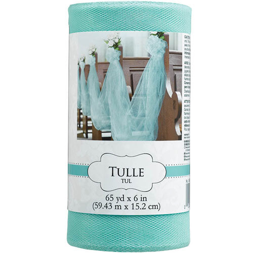 Robins Egg Blue Tulle Spool 65yd x 6in Decorations - Party Centre