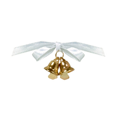 Gold Double Bell Charms 1/2in, 12pcs Favours - Party Centre